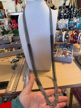 Premier Designs Multi-Strand Gunmetal Chain Necklace